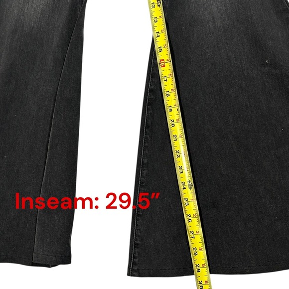 Free People Black Charcoal Grey High Rise Bell Bottom Flare Jeans 27 Retro 70s - Picture 5 of 16